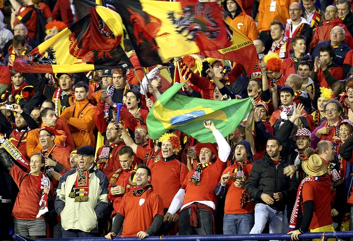 torcida comemoração Bélgica Copa do Mundo bandeira  (Foto: EFE)