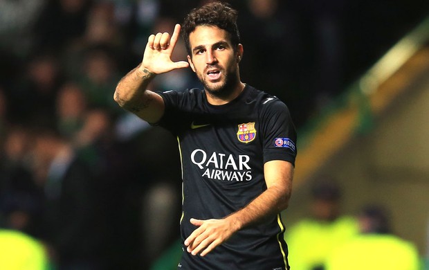 Fabregas comemora gol do Barcelona contra o Celtic (Foto: Getty Images)