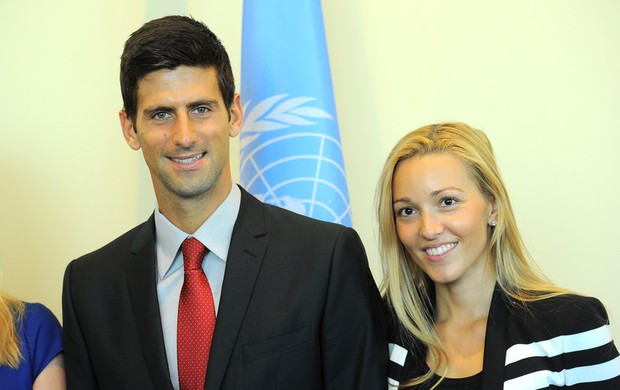 Djokovic e namorada Jelena Ristic Onu (Foto: Agência AFP)