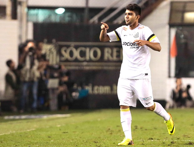 Gabriel Comemora gol do Santos contra o Grêmio (Foto: Miguel Schincariol / Agência estado)