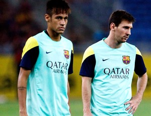 lionel messi neymar barcelona treino (Foto: Agência Reuters)