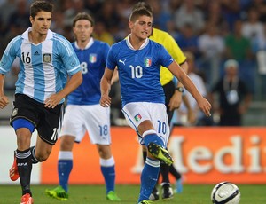 Verratti e Lamela, Italia x Argentina (Foto: AFP)