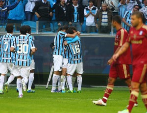 Jogadores do Grêmio comemoram gol contra o Fluminense (Foto: Lucas Uebel/Divulgação, Grêmio)