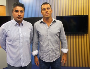 Alexandre Gallo e Maurício Copertino, na TV Tribuna (Foto: Lincoln Chaves)