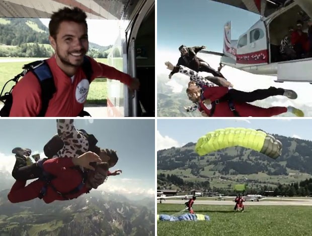 salto paraquedas Wawrinka tênis (Foto: Reprodução / youtube)