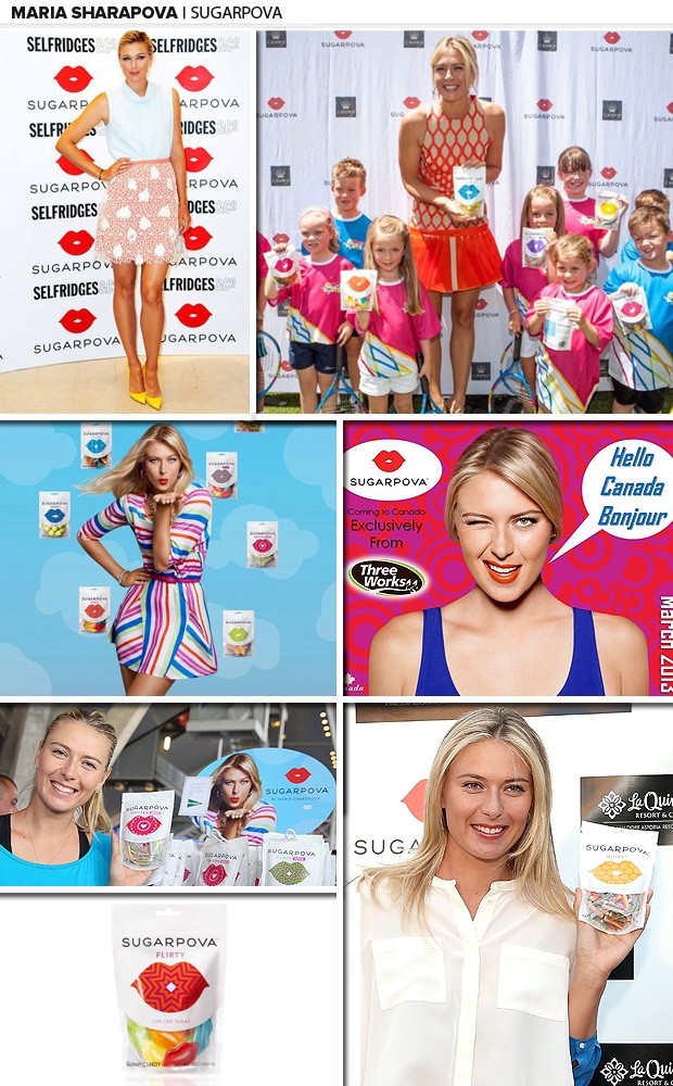 maria sharapova sugarpova tenis (Foto: Montagem/ Fotos Divulgação e Getty Images)