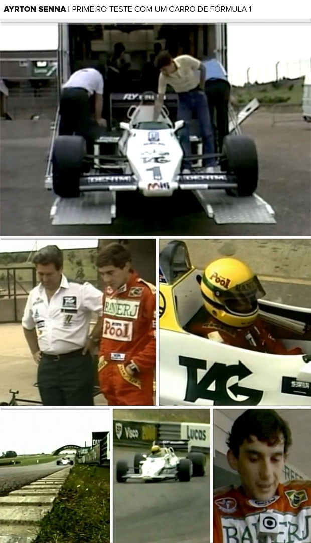 MOSAICO - ayrton senna testes fórmula 1 (Foto: TV GLOBO)