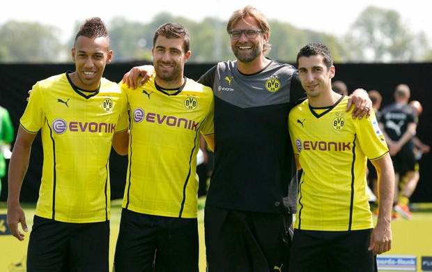 Aubameyang, Sokratis, Klopp e Mkhitaryan Borussia Dortmund (Foto: Reuters)