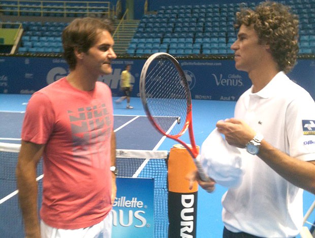 Guga, Roger Federer e Maria Esther Bueno tênis São Paulo (Foto: Reprodução / Twitter)