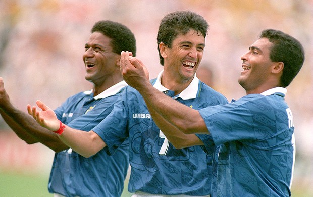 Bebeto, Mazinho e Romário comemoração Copa do Mundo 1994 (Foto: Getty Images)