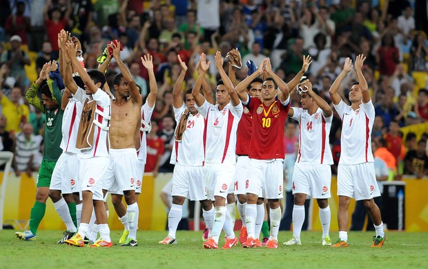 Jogadores Taiti x Espanha Copa das Confederações (Foto: Alexandre Durão / Globoesporte.com)