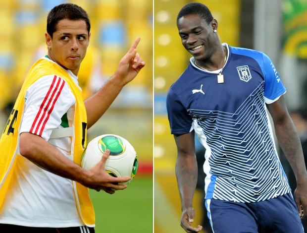 Montagem Chicharito e Balotelli, México x Itália (Foto: André Durão)