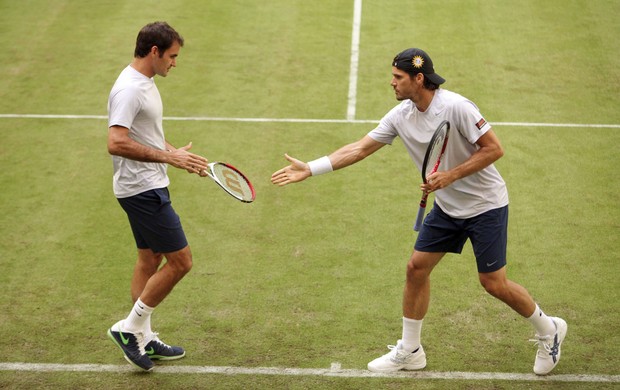 Federer e Tommy Haas tênis duplas Alemanha (Foto: EFE)