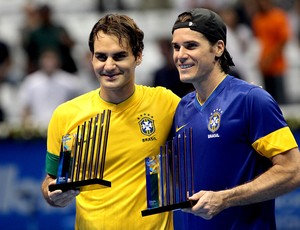 Roger Federer e Tommy Haas desafio internacional de tênis (Foto: Marcelo Ferrelli / Inovafoto)