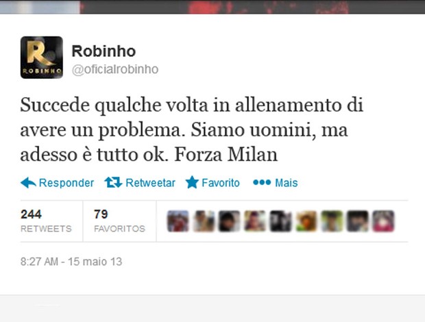 Robinho twitter Milan (Foto: Reprodução / Twitter)