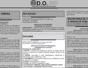 Reprodução Diário Oficial Rio Urbe (Foto: Reprodução / Diário Oficial)