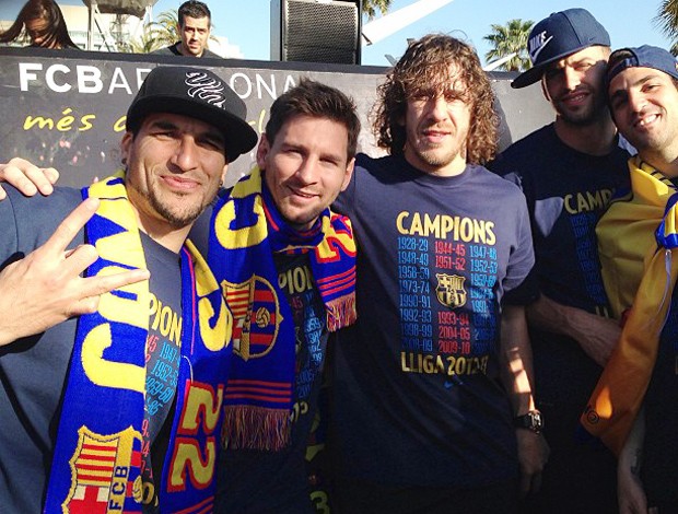 messi puyol Barcelona comemoram título (Foto: Instagram)