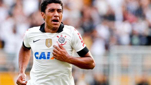 Paulinho comemora, Corinthians x Santos (Foto: Rodrigo Coca/Agência Estado)