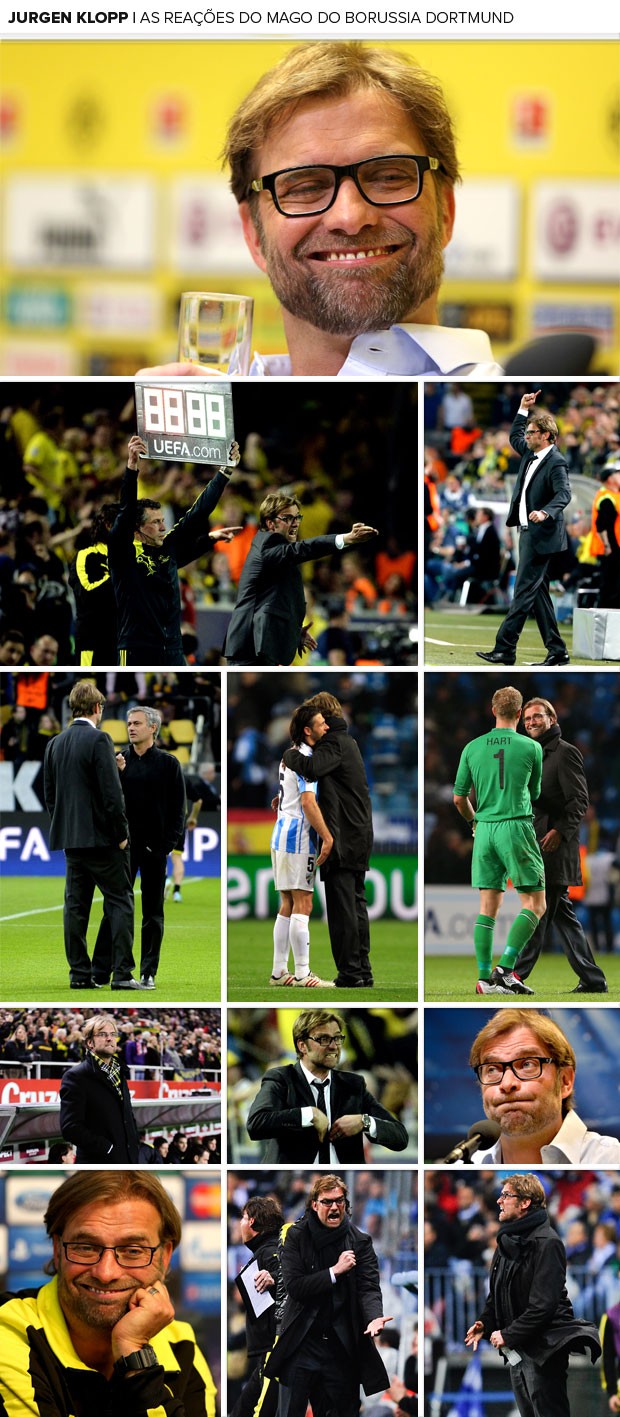 MOSAICO - Jurgen Klopp reações borussia dortmund (Foto: Editoria de arte)