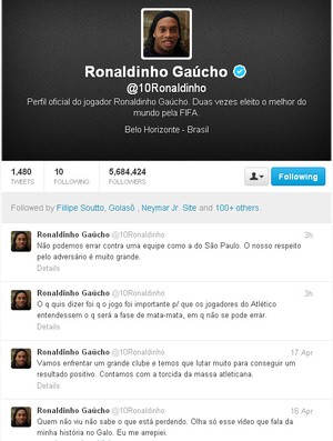 Ronaldinho, Twitter, Atlético-MG (Foto: Reprodução / Twitter)