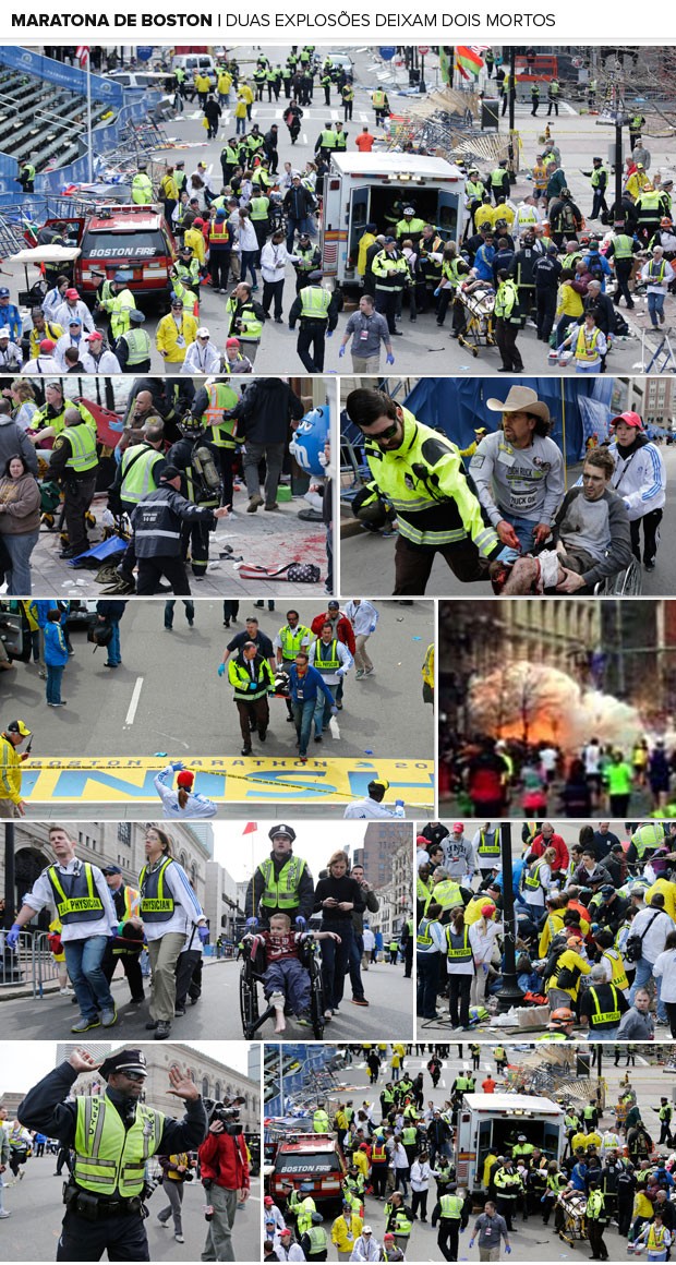 Mosaico - Tragédia Explosões Maratona de Boston (Foto: AP)