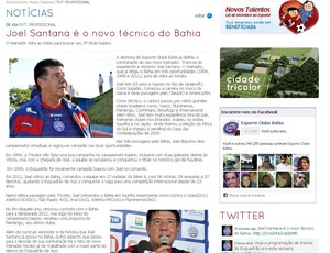 Site do Bahia confirma acerto com Joel Santana (Foto: Reprodução)