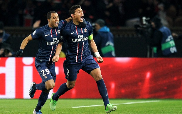 Thiago Silva Lucas gol PSG Barcelona (Foto: AFP)