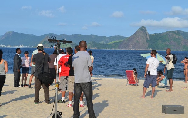 Anderson Silva e Pelé gravação de comercial (Foto: Ivan Raupp/ SPORTV.COM)