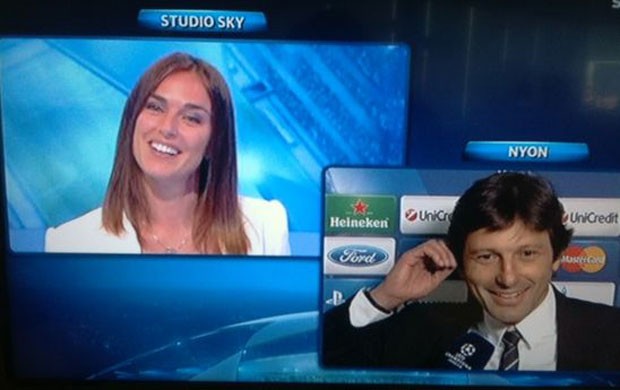 leonardo PSG pede namorada em casamento ao vivo na tv italiana (Foto: Reprodução / SKY)