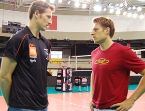 Gustavo e Murilo em treino de Volei (Foto: Rafael Antoniutti/Móveis Kappesberg/Canoas)