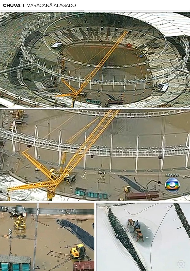 MOSAICO - estádio maracanã alagado (Foto: TV GLOBO)