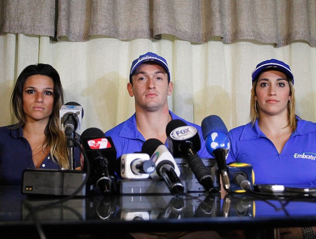 Jade Barbosa, Diego Hypolito, Daniele Hypolito, coletiva Ginástica Flamengo (Foto: Wagner Meier/Agência Estado)