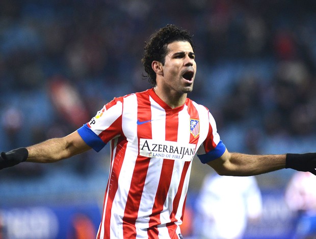 Diego Costa comemora gol do Atlético de Madrid contra o deportivo la coruna (Foto: Agência AFP)