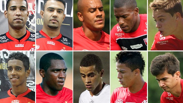 montagem jogadores Flamengo Alex Silva, Renato Santos, Amaral, Renato Abreu, Mattheus, Adryan, Cleber Santana, Gabriel, Rodolfo e Nixon (Foto: Editoria de Arte / Globoesporte.com)