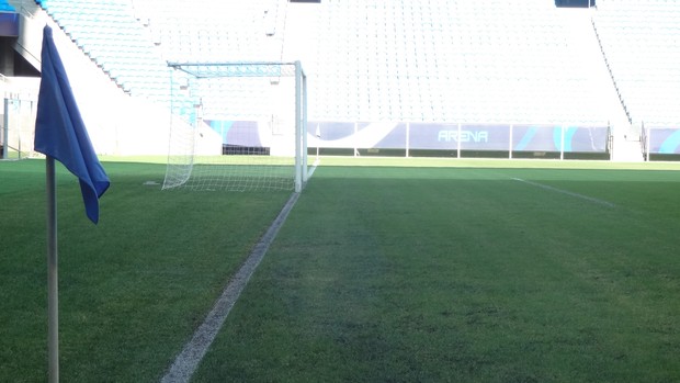 Gramado da Arena melhorou para receber Grêmio e Caracas pela Libertadores (Foto: Hector Werlang/Globoesporte.com)