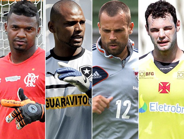 Montagem Goleiros - Felipe (Flamengo) - Jefferson (Botafogo) - Diego Cavalieri (Fluminense) - Alessandro (Vasco) (Foto: Editoria de Arte)