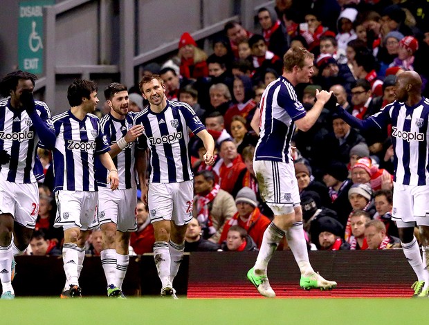 Gareth McAuley west bromwich gol liverpool (Foto: Agência Getty Images)