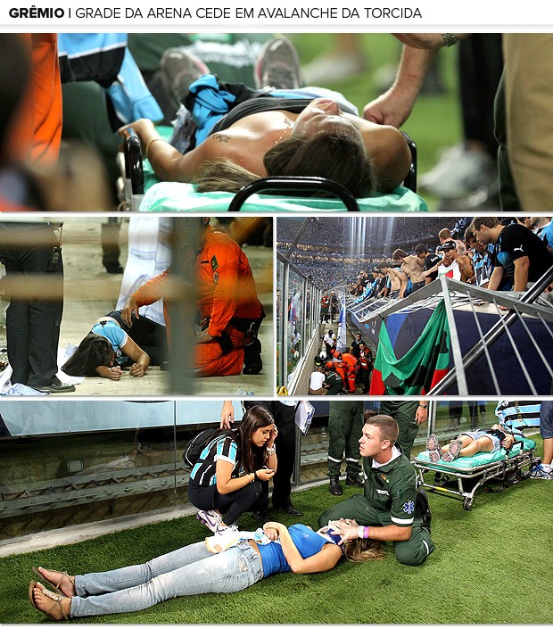 Galeria torcida Grêmio queda avalanche (Foto: Editoria de Arte / Globoesporte.com)