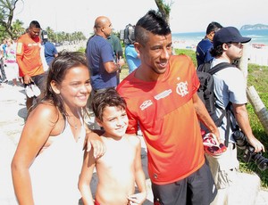 Flamengo Leo Moura treino praia (Foto: Janir Junior / Globoesporte.com)