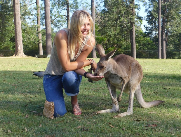 Maria Sharapova e canguru na Austrália tênis (Foto: Arquivo Pessoal)