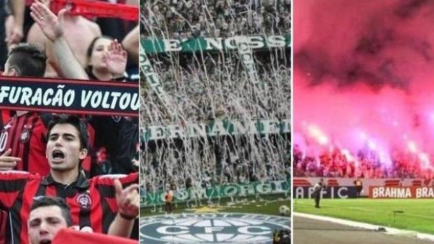 Torcidas de Atlético-PR, Coritiba e Paraná Clube (Foto: Montagem sobre fotos de divulgação)