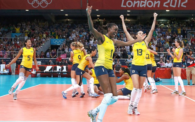 Vôlei, Comemoraçao do Brasil x eua (Foto: Agência Reuters)