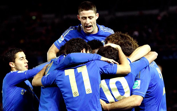 jogadores do Chelsea comemoram gol no Mundial contra o Monterrey (Foto: Reuters)