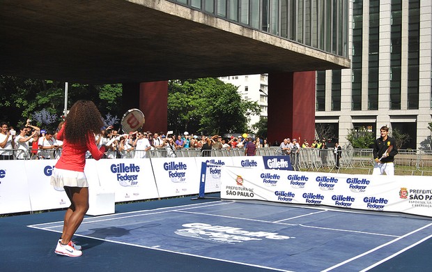 Serena e Federer tênis no MASP São Paulo (Foto: João Gabriel / Globoesporte.com)