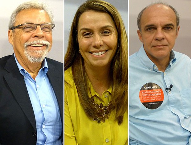 candidatos do Flamengo Patricia Amorim, Eduardo Bandeira de Mello e Jorge Rodrigues (Foto: GLOBOESPORTE.COM)