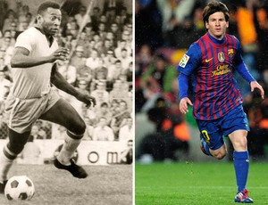 Pelé x Messi 100 gols (Foto: Montagem sobre foto da AFP)