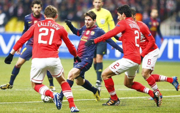 Messi, Spartak e Barcelona (Foto: Agência Reuters)