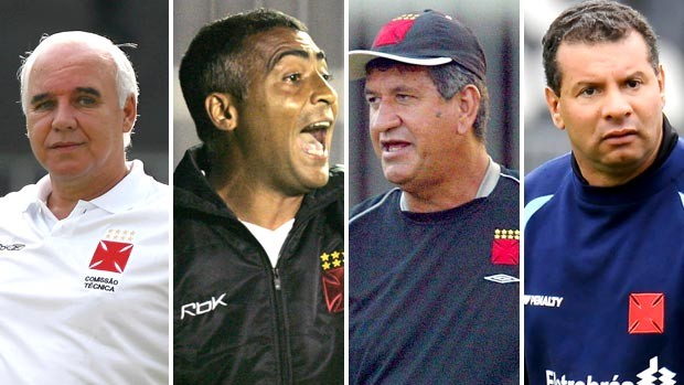 Montagem, Valdir Espinosa, Dario Lourenço, Celso Roth e Romario, Vasco (Foto: Editoria de Arte / Globoesporte.com)