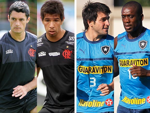 MONTAGEM - Gonzalez Caceres flamengo lodeiro seedorf botafogo (Foto: Editoria de arte / Globoesporte.com)