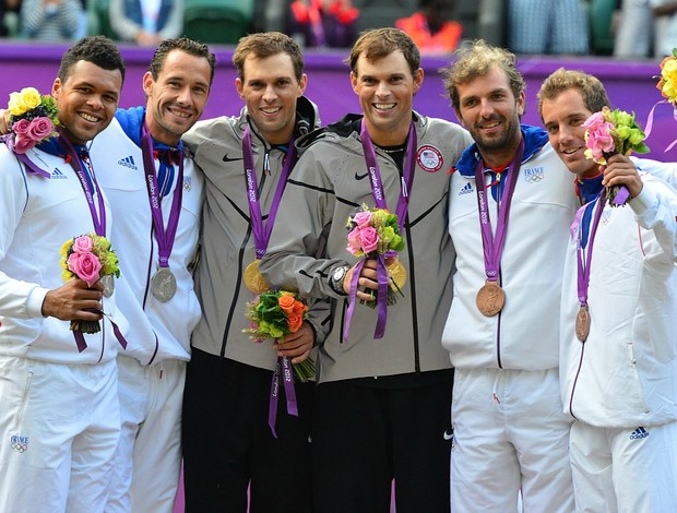 Bob Bryan Mike Bryan tênis Olimpíadas Londres pódio final (Foto: AFP)